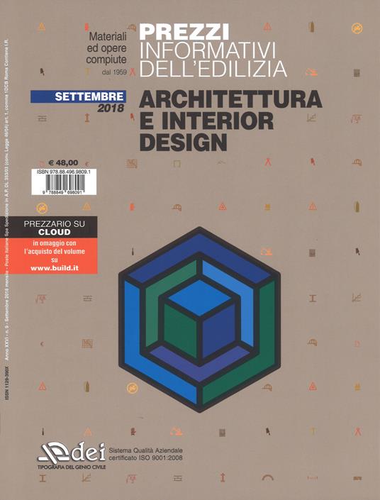 Prezzi informativi dell'edilizia. Architettura e interior design. Settembre 2018. Con espansione online - copertina