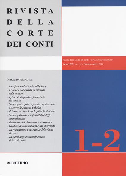 Rivista della corte dei conti (2018). Con Indice annuale 2017. Vol. 1-2: Gennaio-Aprile. - copertina