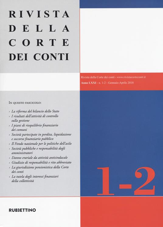 Rivista della corte dei conti (2018). Con Indice annuale 2017. Vol. 1-2: Gennaio-Aprile. - copertina