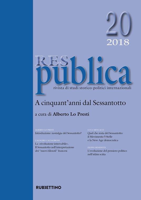 Res publica (2018). Vol. 20: A cinquant'anni dal Sessantotto. - copertina