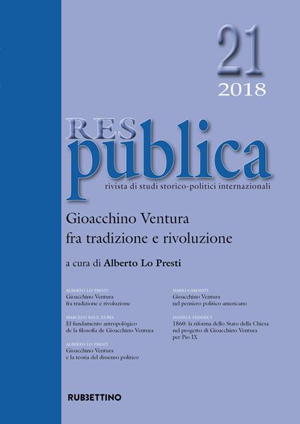 Res publica (2018). Vol. 21: Gioacchino Ventura fra tradizione e rivoluzione. - copertina