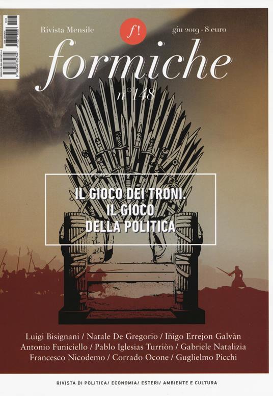 Formiche (2019). Vol. 148: gioco dei troni. Il gioco della politica, Il. - copertina