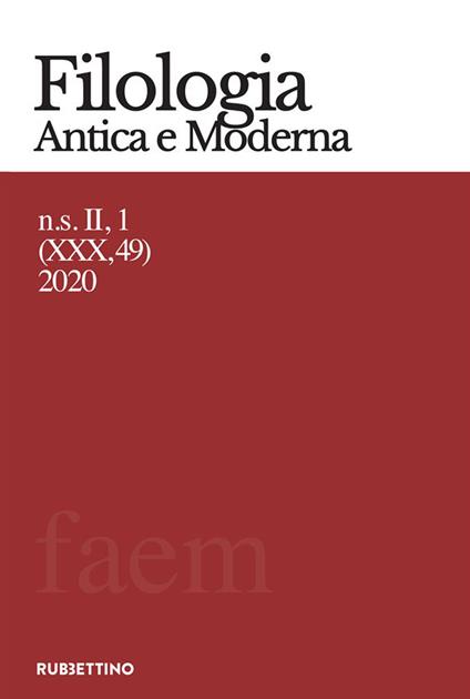 Filologia antica e moderna (2020). Vol. 49 - copertina