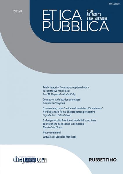 Etica pubblica. Studi su legalità e partecipazione (2020). Vol. 2 - Enrico Carloni,Marco Mazzoni - ebook