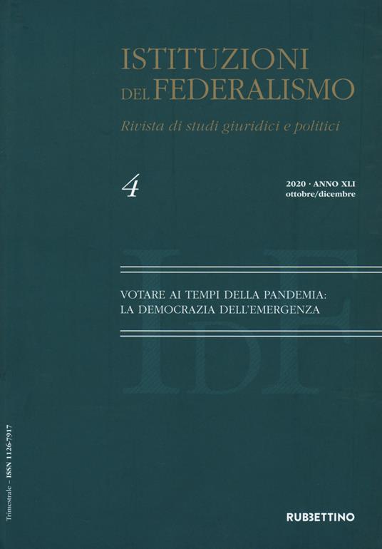 Istituzioni del federalismo. Rivista di studi giuridici e politici (2021). Vol. 4 - copertina