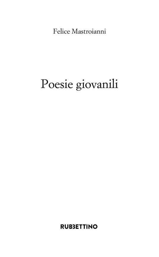 Poesie giovanili - Felice Mastroianni - copertina