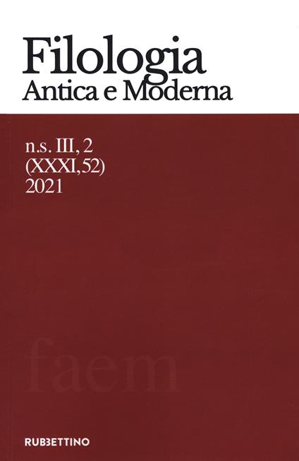 Filologia antica e moderna (2021). Vol. 52 - copertina