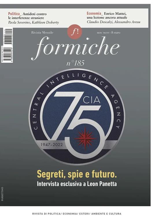 Formiche (2022). Vol. 185: Segreti, spie e futuro. Intervista esclusiva a Leon Panetta. - copertina