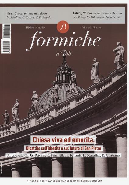 Formiche (2023). Vol. 188: Chiesa viva ed emerita. Dibattito sull'identità e sul futuro di San Pietro - copertina