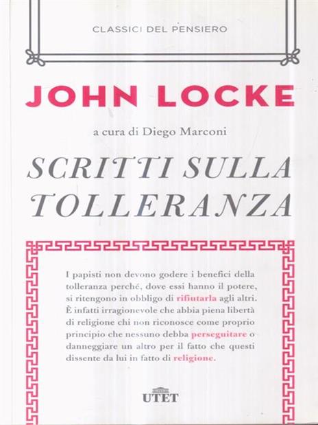 Scritti sulla tolleranza - John Locke - copertina