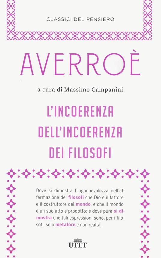 L' incoerenza dell'incoerenza dei filosofi - Averroè - copertina