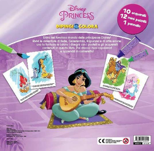 Disney Princess. Dipingi & colora. Ediz. a colori. Con 10 acquerelli. Con 12 pastelli a cera - 3