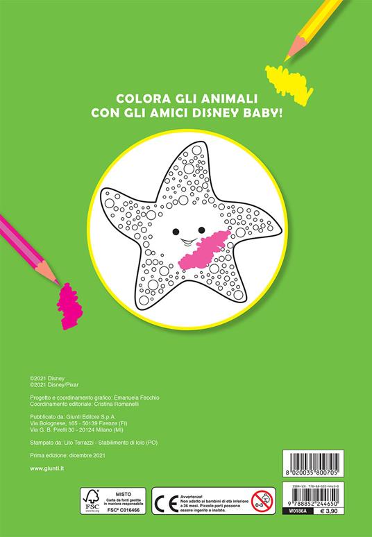 Gli animali. Disney baby. Ediz. a colori - Libro - Disney Libri - Primo  album da colorare