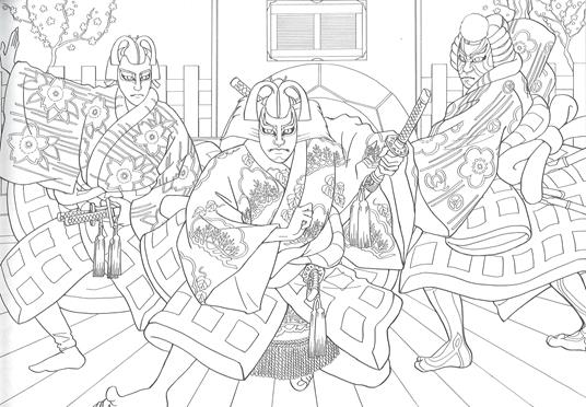 L' antica arte del teatro Kabuki. Coloring book - Junko Suzuki,Somegoro Ichikawa - 5
