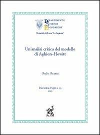 Un' analisi critica del modello di Aghion-Howitt - Giulio Guarini - copertina