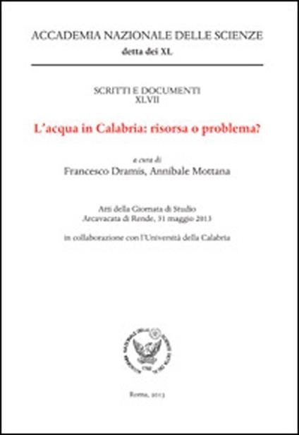 L' acqua in Calabria. Risorsa o problema? - copertina