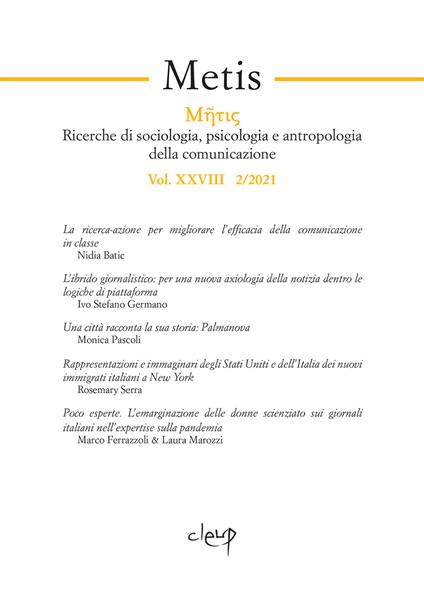 Metis. Ricerche di sociologia, psicologia e antropologia della comunicazione (2021). Vol. 28\2 - copertina