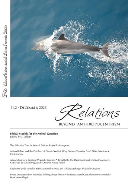Relations. Beyond Anthropocentrism (2023). Vol. 11/2: Ethical models for the animal question - copertina