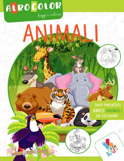 Animali. Albocolor. Leggi e colora. Ediz. illustrata - copertina