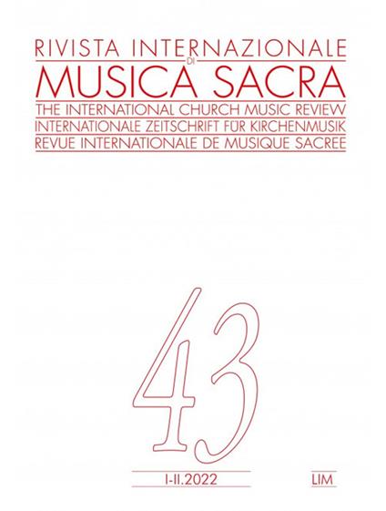 Rivista internazionale di musica sacra (2022). Vol. 1-2 - copertina