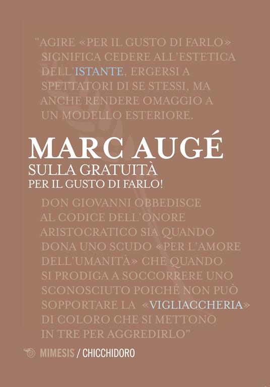 Sulla gratuità. Per il gusto di farlo! - Marc Augé - copertina