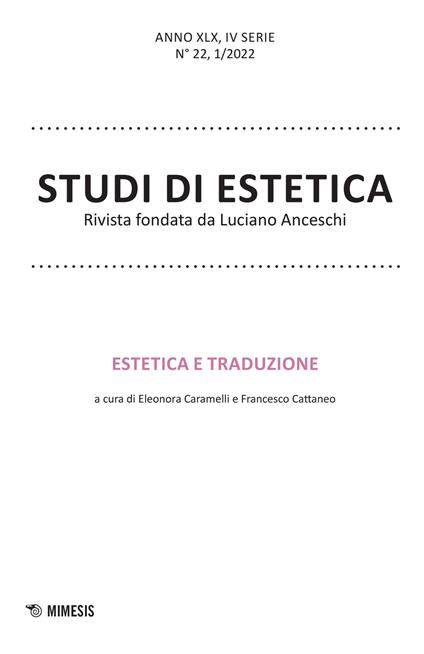 Studi di estetica (2022). Vol. 1: Estetica e traduzione. - copertina