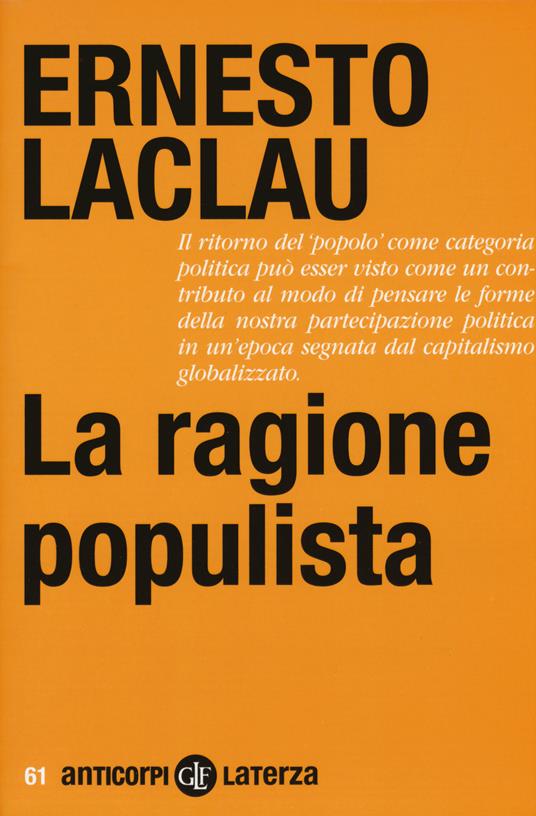 La ragione populista - Ernesto Laclau - copertina