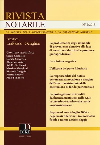 Rivista notarile (2013). Vol. 2 - copertina