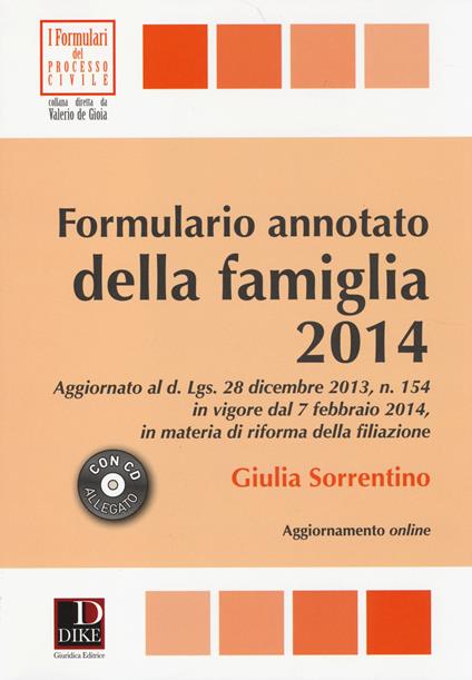 Formulario annotato della famiglia 2014. Con CD-ROM - Giulia Sorrentino - copertina