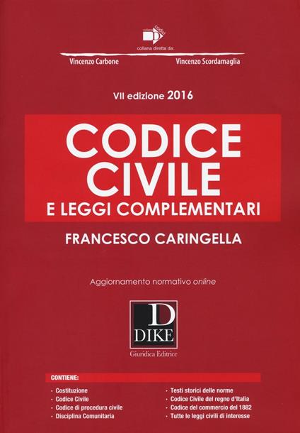 Codice civile e leggi complementari - Francesco Caringella - copertina