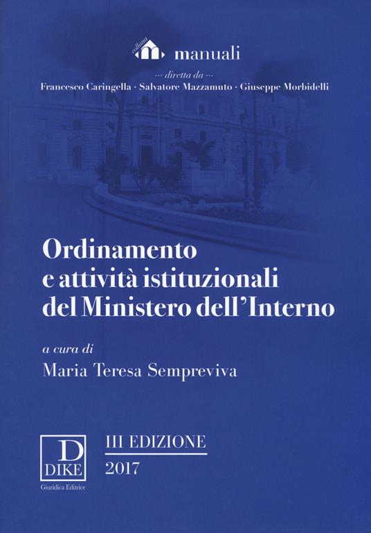 Ordinamento e attività istituzionali del Ministero dell'interno - copertina