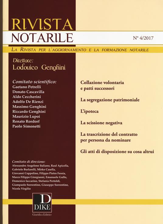 Rivista notarile (2017). Vol. 4 - copertina