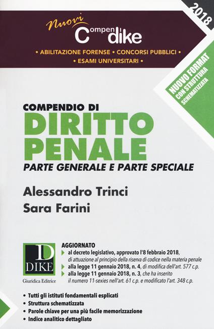 Compendio di diritto penale. Parte generale e parte speciale. Minor - Alessandro Trinci,Sara Farini - copertina