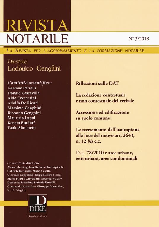 Rivista notarile (2018). Vol. 3 - copertina