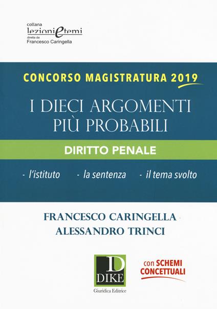 Concorso magistratura 2019. I dieci argomenti più probabili di diritto penale - Francesco Caringella,Alessandro Trinci - copertina