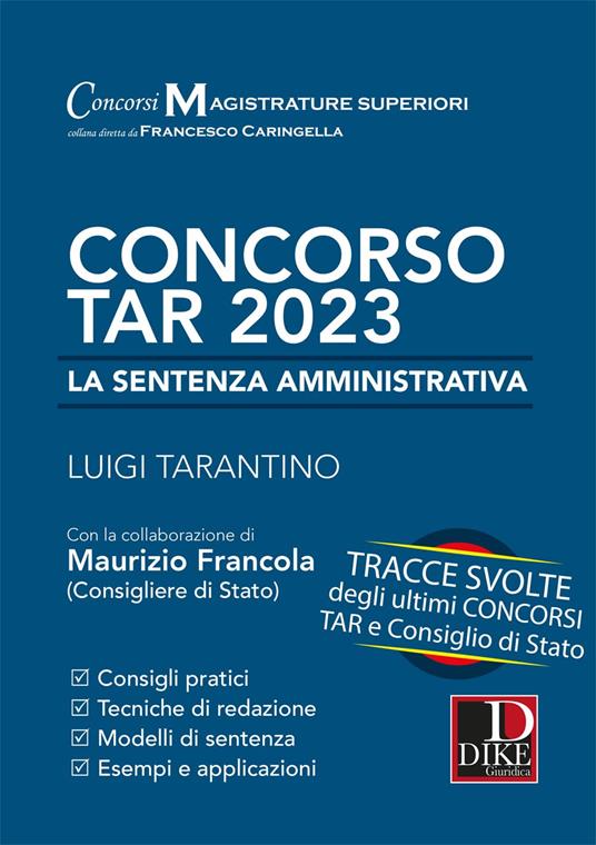 Concorso TAR 2023. La sentenza amministrativa. Tracce svolte degli ultimi concorsi TAR e Consiglio di Stato - Luigi Tarantino - copertina