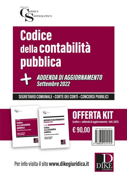 Codice della contabilità pubblica-Addenda di aggiornamento. Settembre 2022. Kit - Giuseppe Buscema,Eugenio Madeo - copertina