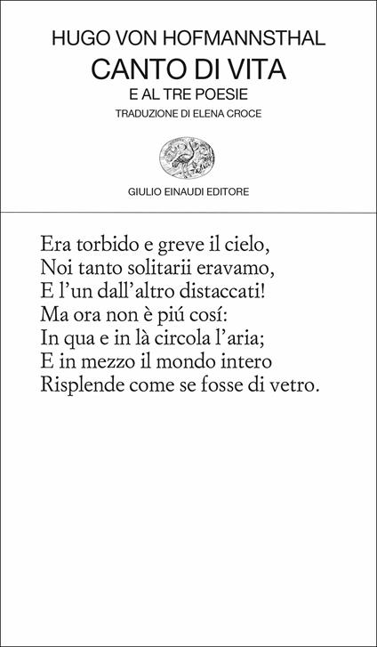 Canto di vita e altre poesie - Hugo von Hofmannsthal,Elena Croce - ebook