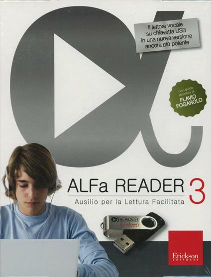 ALFa READER 3. Ausilio per la Lettura Facilitata. Con Lettore vocale su chiavetta USB 8 GB - Flavio Fogarolo - copertina