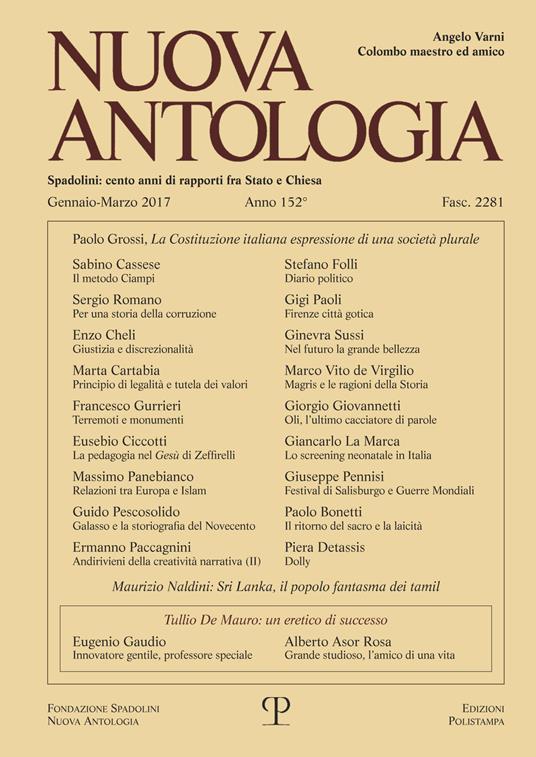 Nuova antologia (2017). Vol. 1: Gennaio-Marzo. - copertina