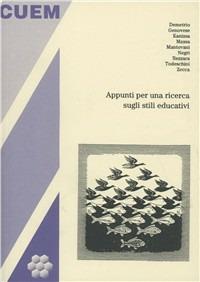 Appunti per una ricerca sugli stili educativi - Riccardo Massa - copertina