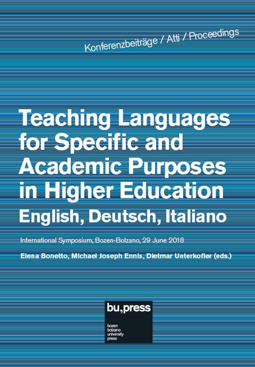 Teaching languages for specific and academic purposes in higher education: English, Deutsch, Italiano. Proceedings (29 June 2018) - copertina