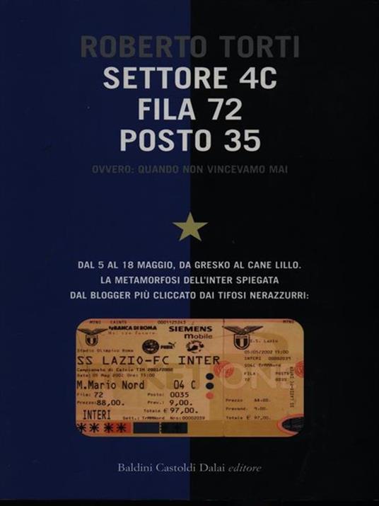 Settore 4c, fila 72, posto 35. Ovvero: quando non vincevamo mai - Roberto Torti - copertina