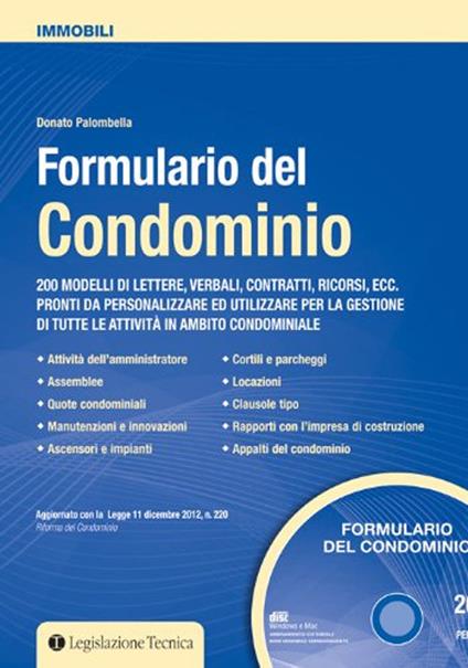 Formulario del condominio. Con CD-ROM - Donato Palombella - copertina