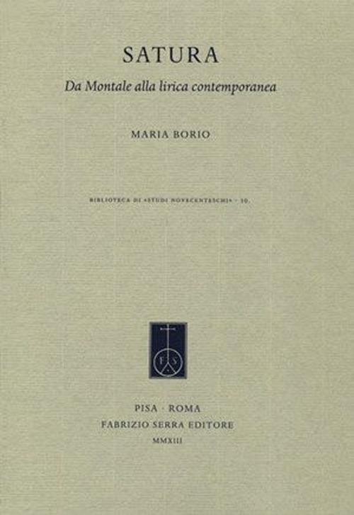 Satura. Da Montale alla lirica contemporanea - Maria Borio - copertina