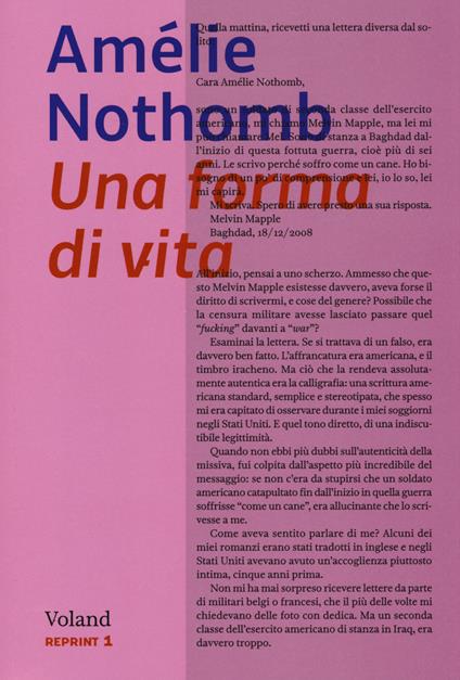 Una forma di vita - Amélie Nothomb - copertina