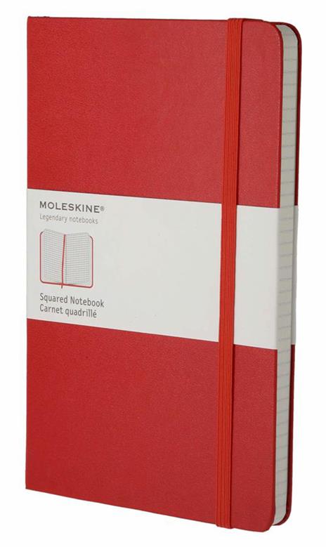 Taccuino Moleskine large a quadretti copertina rigida rosso. Scarlet Red