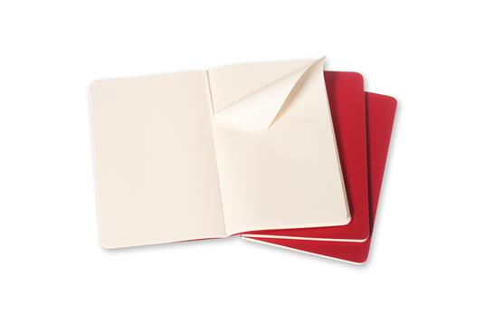 Quaderno Cahier Journal Moleskine pocket a pagine bianche rosso. Cranberry Red. Set da 3 - 2