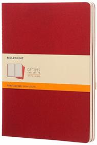 Quaderno Cahier Journal Moleskine XL a righe rosso. Cranberry Red. Set da 3