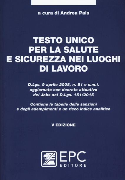 Testo unico per la salute e sicurezza nei luoghi di lavoro - copertina